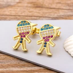 Fashion Female Luxury Crystal Round Stud Earrings Vintage Gold Color Wedding Party Jewelry Copper Zircon Crystal Stone Earrings