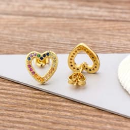 Fashion Female Luxury Crystal Round Stud Earrings Vintage Gold Color Wedding Party Jewelry Copper Zircon Crystal Stone Earrings