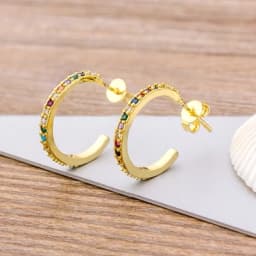 Fashion Female Luxury Crystal Round Stud Earrings Vintage Gold Color Wedding Party Jewelry Copper Zircon Crystal Stone Earrings