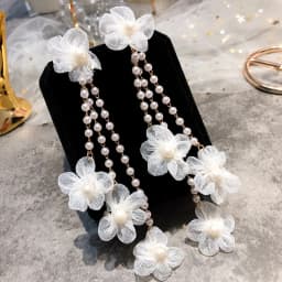 New Korean Style Red Flowers Temperament Statement Earrings for Women Elegant Long Tassel Drop Earrings Wedding Party Jewelry