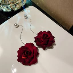 New Korean Style Red Flowers Temperament Statement Earrings for Women Elegant Long Tassel Drop Earrings Wedding Party Jewelry
