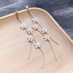 New Korean Style Red Flowers Temperament Statement Earrings for Women Elegant Long Tassel Drop Earrings Wedding Party Jewelry