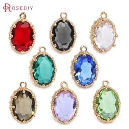 10PCS 18K Gold Color Oval Shape Charms Pendants Necklace Earrings High Quality Diy Jewelry Accessories Rosediy Official Store