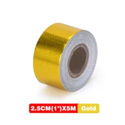 A Gold 1'' Thermal Exhaust Tape Air Intake Heat Insulation Shield Wrap Reflective Heat Barrier Self Adhesive Engine 1 Inch 5/10M