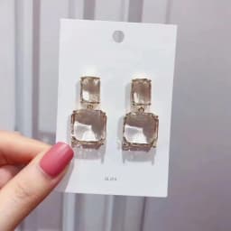 Korean New Style Luxury Elegant Shiny Square Crystal Dangle Earrings for Female Party Jewelry