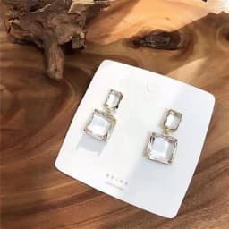 Korean New Style Luxury Elegant Shiny Square Crystal Dangle Earrings for Female Party Jewelry