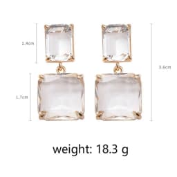 Korean New Style Luxury Elegant Shiny Square Crystal Dangle Earrings for Female Party Jewelry