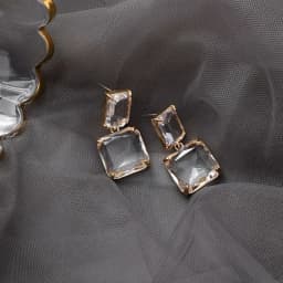 Korean New Style Luxury Elegant Shiny Square Crystal Dangle Earrings for Female Party Jewelry