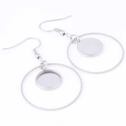 10pcs Stainless Steel charm Hoop Earring Base Blanks 12mm Cabochon Setting Bezels Diy Ear Hooks Findings