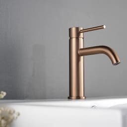 Brushed Rose Gold Bathroom Sink Faucet Deck Mounted Single Hole & Handle Cold And Hot Water Mixer Tap Brushed Gold