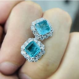 925 Sterling Silver Green Earrings for Women Charm Luxury 12mm Paraíba Tourmaline Earring Fashion Jewelry Accessories New Bijoux
