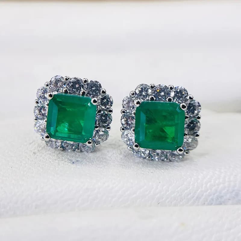 925 Sterling Silver Green Earrings for Women Charm Luxury 12mm Paraíba Tourmaline Earring Fashion Jewelry Accessories New Bijoux