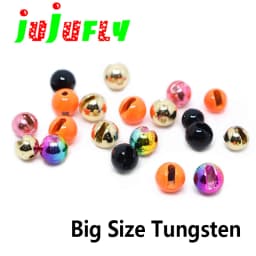 Jujufly 10pcs Big Size Slotted Fly Tying Tungsten Beads for 4#6#8#10# Jig Hook Weighting 4mm/4.8mm/5.5mm Tungsten Fly Head Beads
