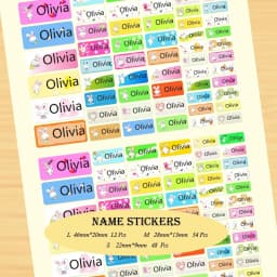 114Pcs Cartoon Unicorn Name Stickers Custom Girl Personal Tags Kids Waterproof Cartoon Label For School Stationery Scrapbooking
