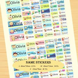 114Pcs Cartoon Unicorn Name Stickers Custom Girl Personal Tags Kids Waterproof Cartoon Label For School Stationery Scrapbooking