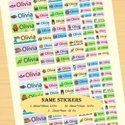 114Pcs Cartoon Unicorn Name Stickers Custom Girl Personal Tags Kids Waterproof Cartoon Label For School Stationery Scrapbooking