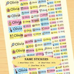 114Pcs Cartoon Unicorn Name Stickers Custom Girl Personal Tags Kids Waterproof Cartoon Label For School Stationery Scrapbooking