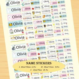 114Pcs Cartoon Unicorn Name Stickers Custom Girl Personal Tags Kids Waterproof Cartoon Label For School Stationery Scrapbooking