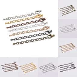 10/20pcs/lot 50 70mm Metal Extended Extension Tail Chain Lobster Clasps Connector For DIY Jewelry Bracelet Necklace Wholesale