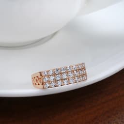 Kinel New 585 Rose Gold Ring Women Three Rows Micro-wax Inlay Natural Zircon Hollow Trendy Rings Fine Wedding Party Jewelry 2021
