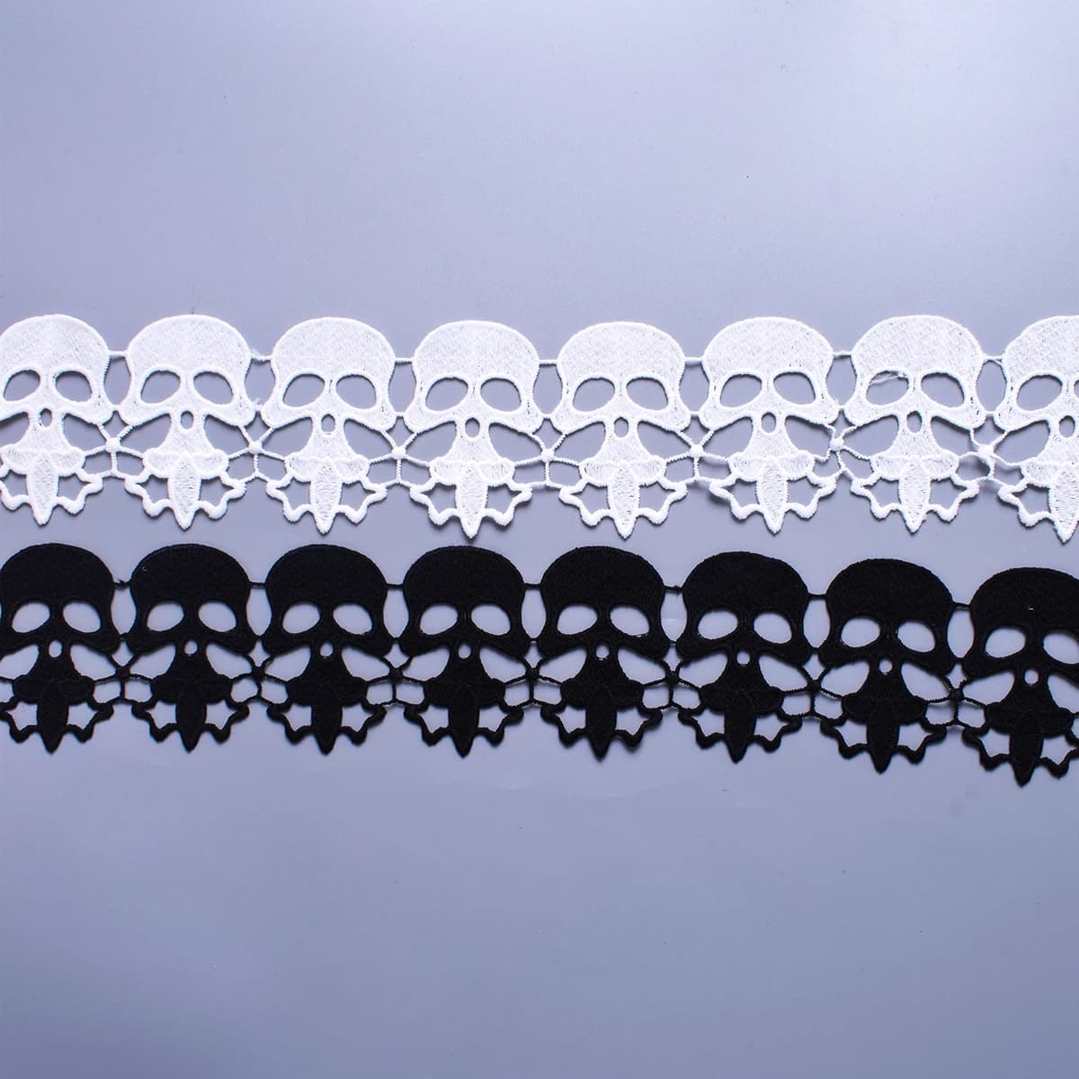 1Yard White Black Skull Lace Fabric Trim Embroidery Applique for Sewing Cloth Craft Garment Accessories Supplies 8CM Wide