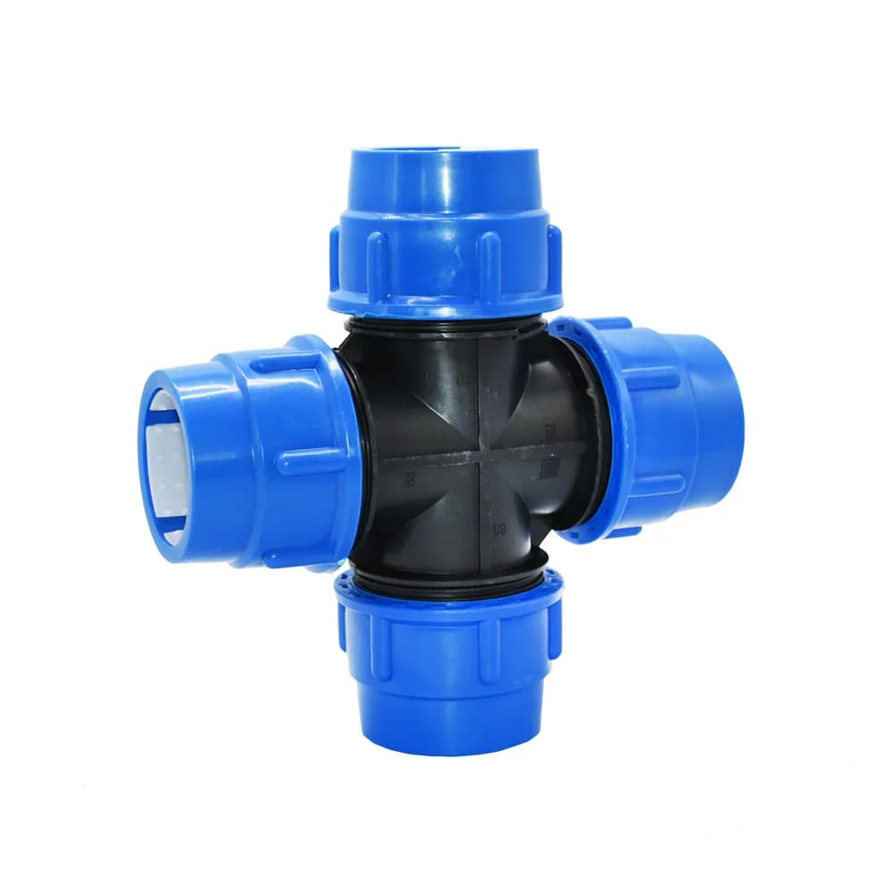 20/25/32/40/50/63mm Pe Pipe Cross Connector 4-Way Plastic Water Pipe Water Splitter 1/2 3/4 1 1.5 2 Inch Pipeline Coupler 1Pcs