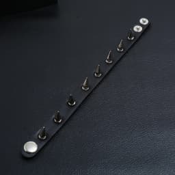 1Pc New Unisex Women Punk Black Bracelet Unique One-row Spike Rivet Bracelets PU Metal Wristband Adjustable Bangles