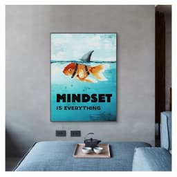 Home Decor Mindset Is Everything Shark Fish Pictures Motivational Nordic Poster For Living Room Wall Art Canvas Painting Printed