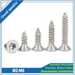 5/50pc M2 M2.3 M2.6 M3 M3.5 M4 M5 M6 304 A2 Stainless Steel Six Lobe Torx Flat Countersunk Head Security Self-tapping Wood Screw