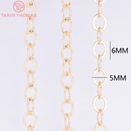 (4251)1Meter Chain Link 5x6MM 14K Gold Color Brass Chains for Necklace BraceletHigh Quality Diy Jewelry Findings Accessories