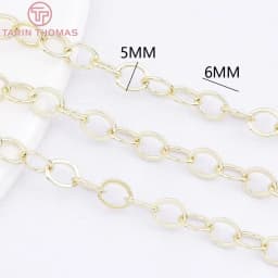 (4251)1Meter Chain Link 5x6MM 14K Gold Color Brass Chains for Necklace BraceletHigh Quality Diy Jewelry Findings Accessories