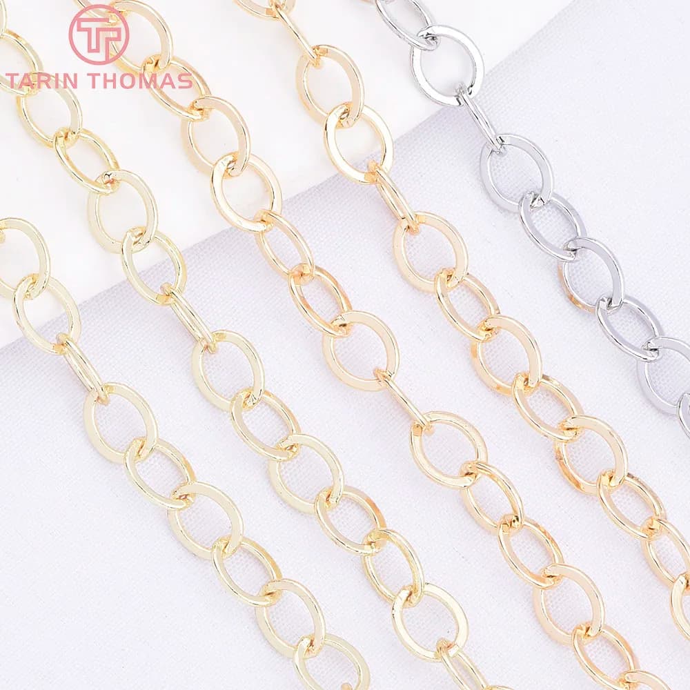 (4251)1Meter Chain Link 5x6MM 14K Gold Color Brass Chains for Necklace BraceletHigh Quality Diy Jewelry Findings Accessories