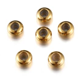 10pcs 6/7/8/10mm Stainless Steel Adjustment Beads with Non-slip Silicone Ring Gold Stopper Spacer Beads for Jewelry Making DIY