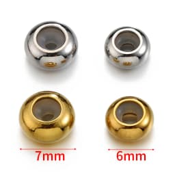 10pcs 6/7/8/10mm Stainless Steel Adjustment Beads with Non-slip Silicone Ring Gold Stopper Spacer Beads for Jewelry Making DIY