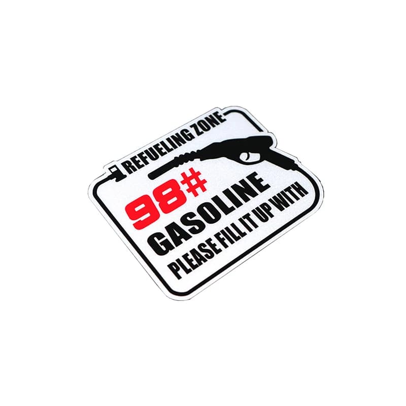 Car Styling Vinyl Decals Refueling Zone Casoline Fillit Up with 92 95 98 Auto Fuel Tank Cap Sticker Reflective Warning 10*7cm