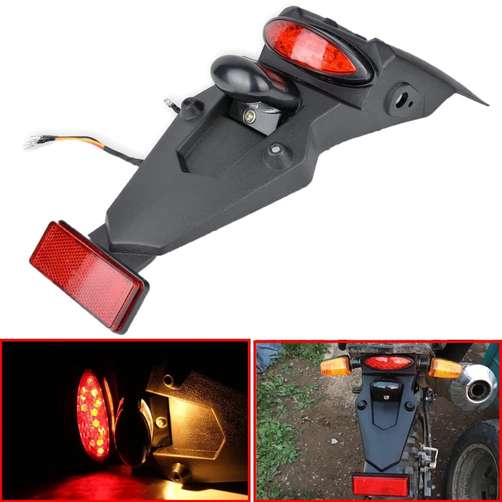 Motorcycle Taillight Brake Stop Lights LED Fender Universal Motorcycle Dirt Bike LED Mudguard Tail Stop Tail Brake Light