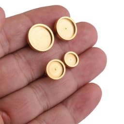 10pcs/lot 6 8 10 12mm Gold Stainless Steel Flat Stud Earring Setting Blank Earring Base Resin Cabochon Tray Diy Jewelry Making