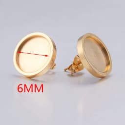 10pcs/lot 6 8 10 12mm Gold Stainless Steel Flat Stud Earring Setting Blank Earring Base Resin Cabochon Tray Diy Jewelry Making