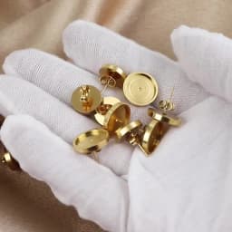 10pcs/lot 6 8 10 12mm Gold Stainless Steel Flat Stud Earring Setting Blank Earring Base Resin Cabochon Tray Diy Jewelry Making