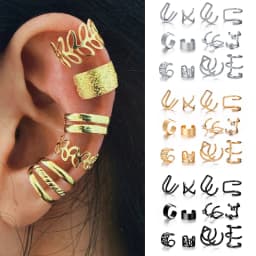 Gold Color Leaves Ear Cuff Black Non-Piercing Ear Clips Fake Cartilage Earrings Clip Earrings For Women Men Wholesale Jewelry