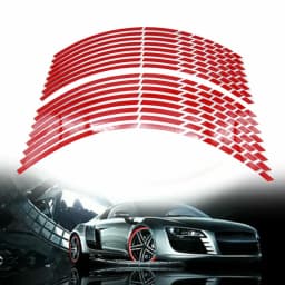 16Pc Motorcycle Bike Car Tire Reflective Stickers Cool Styling Tyre Rim Trim Decal Strip Tape Red Blue Waterproof Exterior Parts