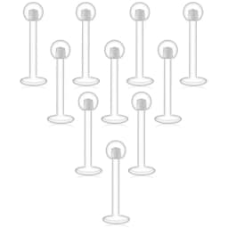 24pcs Clear Piercing Retainers Flexible Cartilage Helix Daith Rook Tragus Earring Bioflex Plastic Nose Septum Lip Eyebrow Rings