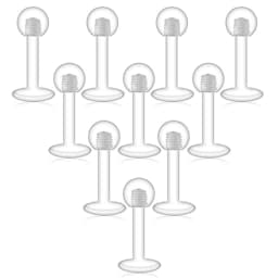24pcs Clear Piercing Retainers Flexible Cartilage Helix Daith Rook Tragus Earring Bioflex Plastic Nose Septum Lip Eyebrow Rings
