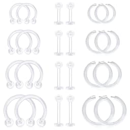 24pcs Clear Piercing Retainers Flexible Cartilage Helix Daith Rook Tragus Earring Bioflex Plastic Nose Septum Lip Eyebrow Rings