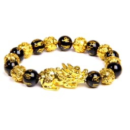 Fengshui Pixiu Bracelet Natural Obsidian Stone Beads Bracelets For Women Men Wealth Good Luck Buddha Unisex Wristband Jewelry