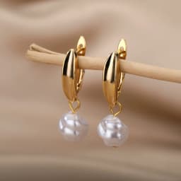 Circle Earrings For Women Vintage Punk Round Baroque Pearl Earrings Stainless Steel Circle Ear Clip Women Jewelry Gift Mujer