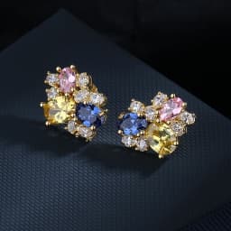 925 silver needle personality exaggerated asymmetric love crystal earrings female net red temperament earrings party jewelry