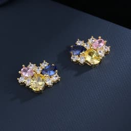 925 silver needle personality exaggerated asymmetric love crystal earrings female net red temperament earrings party jewelry