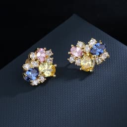 925 silver needle personality exaggerated asymmetric love crystal earrings female net red temperament earrings party jewelry
