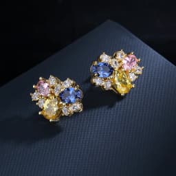 925 silver needle personality exaggerated asymmetric love crystal earrings female net red temperament earrings party jewelry